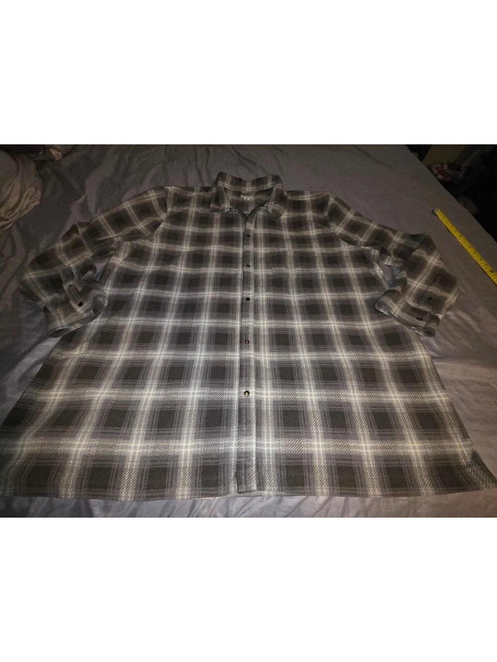 Arizona Jean Co Men's 4XL Gray/white Plaid Button Shacket Jacket w/ Pockets